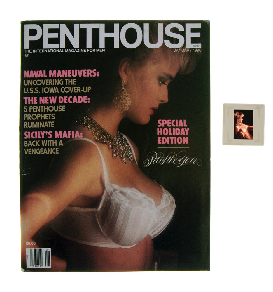 Original 35mm Stephanie Page By Bob G & Jan 1990 Mag: Original nude, erotic, 35mm slide features Stephanie Page taken by Bob Guccione and Penthouse January 1990 issue. Print and/or markings on the slide mount are original.