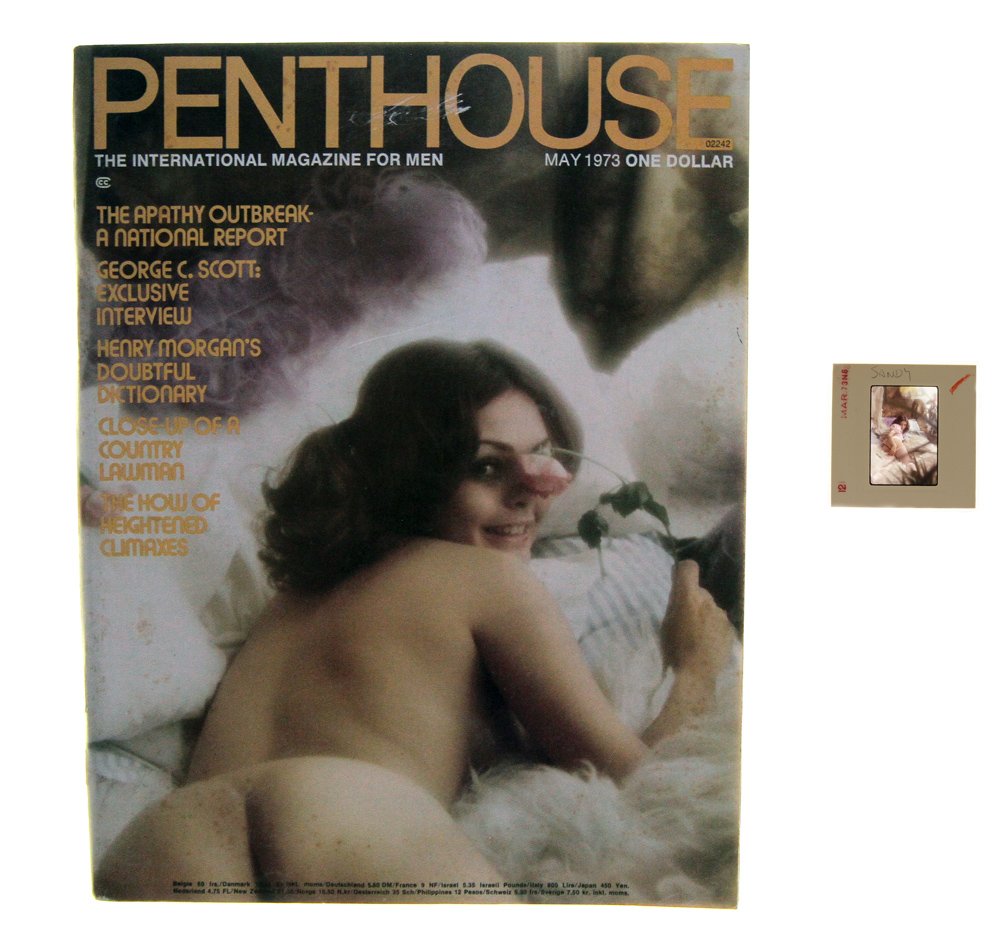 Orig 35mm Sandi Greco By Bob G & May 1973 Mag: Original nude, erotic, 35mm slide featuring Sandi Greco taken by Bob Guccione and Penthouse May 1973 issue. Model: