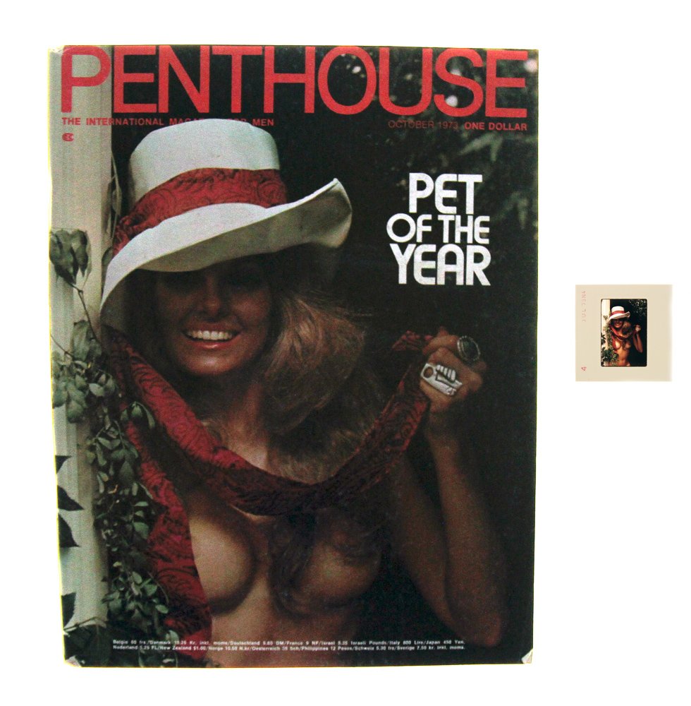 Orig 35mm Patricia Barrett by Bob G & Oct 1973 Mag: Original nude, erotic, 35mm slide features Patricia "Cherokee" Barrett taken by Bob Guccione and Penthouse October 1973 issue. Mode