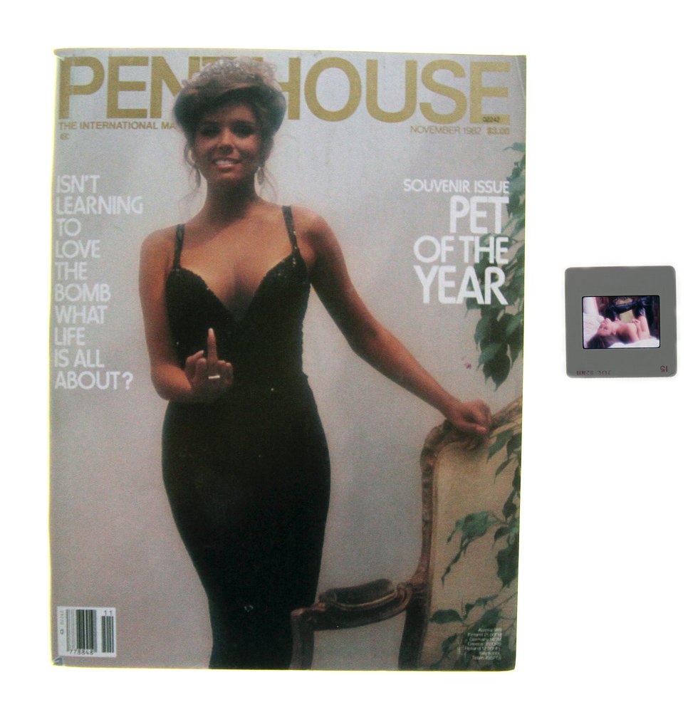 Orig 35mm Corinne Alphen by Bob G & Nov 1982 Mag: Original 35mm slide of Corinne Alphen taken by photographer Bob Guccione and Penthouse November 1982 issue. Model:<