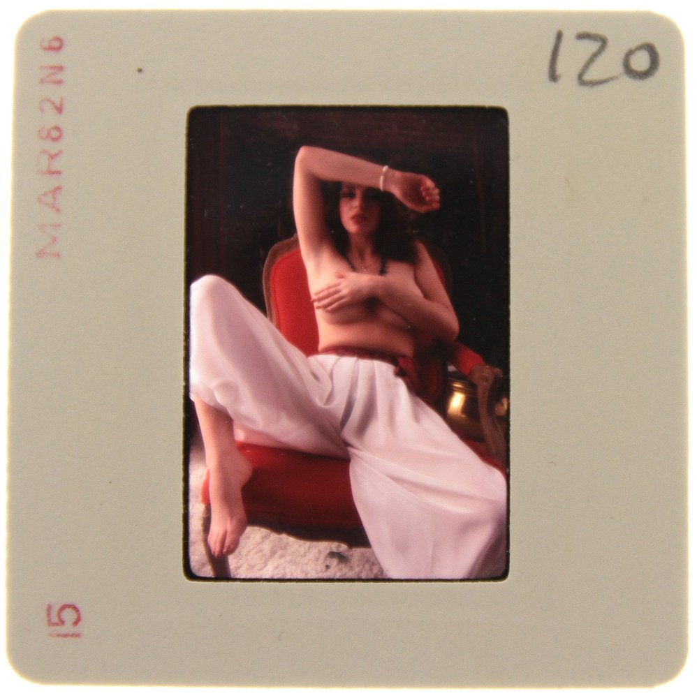 Original 35mm Lee Ann Lee 1982 By Bob Guccione: Original nude, erotic, 35mm slide features Lee Ann Lee taken by Bob Guccione in 1982. Print and/or markings on the slide mount are original.