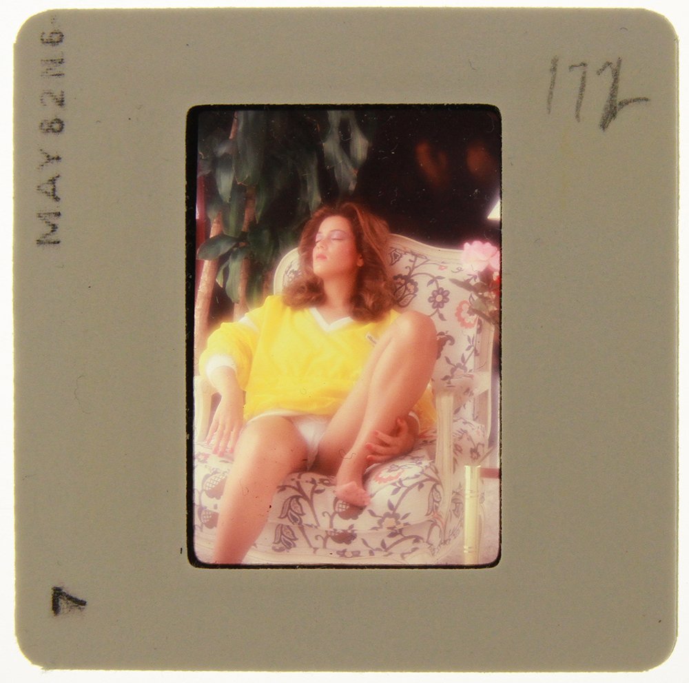 Original 35mm Carmen Pope 1982 By Bob Guccione: Original nude, erotic, 35mm slide features Carmen Pope taken by Bob Guccione in 1982. Print and/or markings on the slide mount are original.