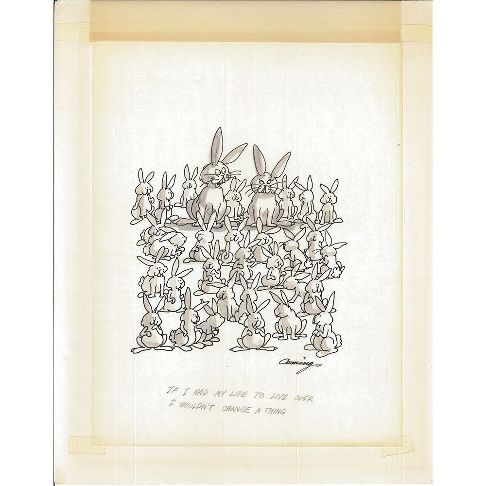 Art Cummings Penthouse Published 11x14 Illustration: An original illustration by Arthur Cummings, "If I Had My Life To Live Over I Wouldn't Change A Thing." measures 11 by 14 inches.