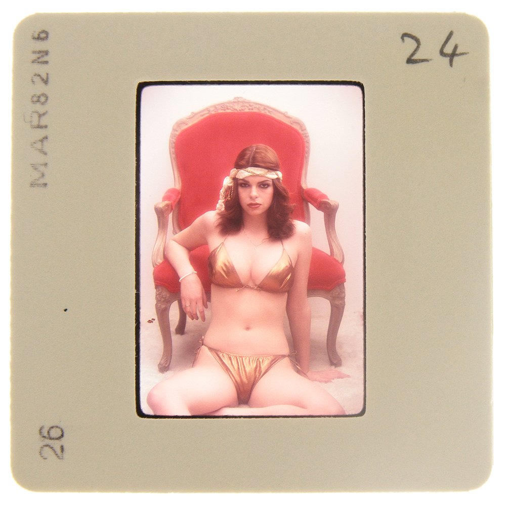 Original 35mm Lee Ann Lee 1982 By Bob Guccione: Original nude, erotic, 35mm slide features Lee Ann Lee taken by Bob Guccione in 1982. Print and/or markings on the slide mount are original.