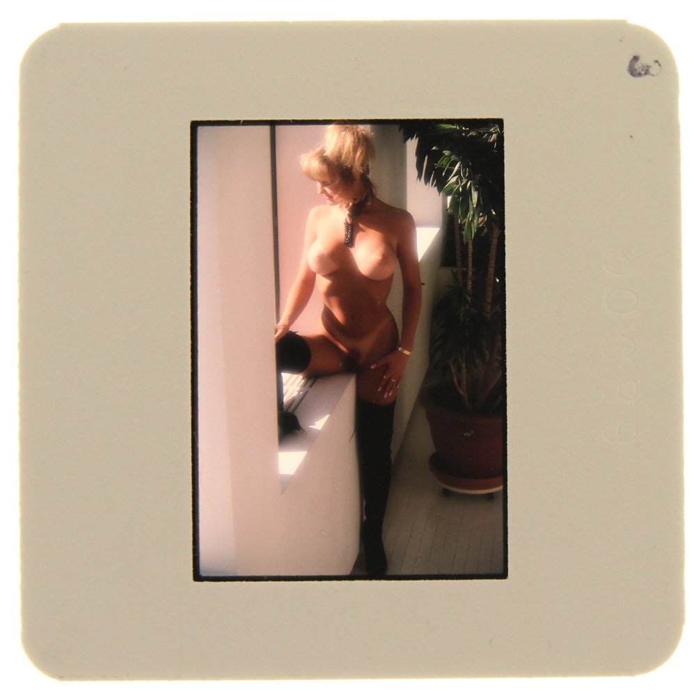 Original 35mm Stephanie Page 1989 By Bob Guccione: Original nude, erotic, 35mm slide features Stephanie Page taken by Bob Guccione in 1989. Print and/or markings on the slide mount are original.