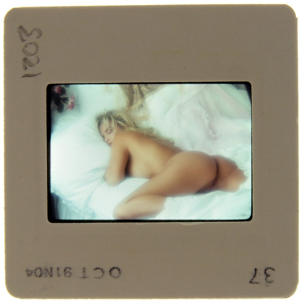 Original 35mm Brandy Ledford 1992 by Bob Guccione: Original nude, erotic, 35mm slide features Brandy Ledford taken by Bob Guccione in 1992. Print and/or markings on the slide mount are original.