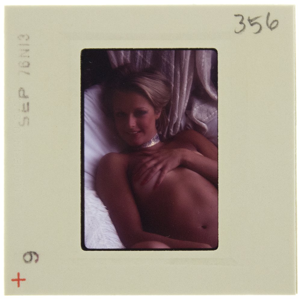 Original 35mm Jane Hargrave 1976 By Bob Guccione: Original nude, erotic, 35mm slide features Jane Hargrave taken by Bob Guccione in 1976. Print and/or markings on the slide mount are original.