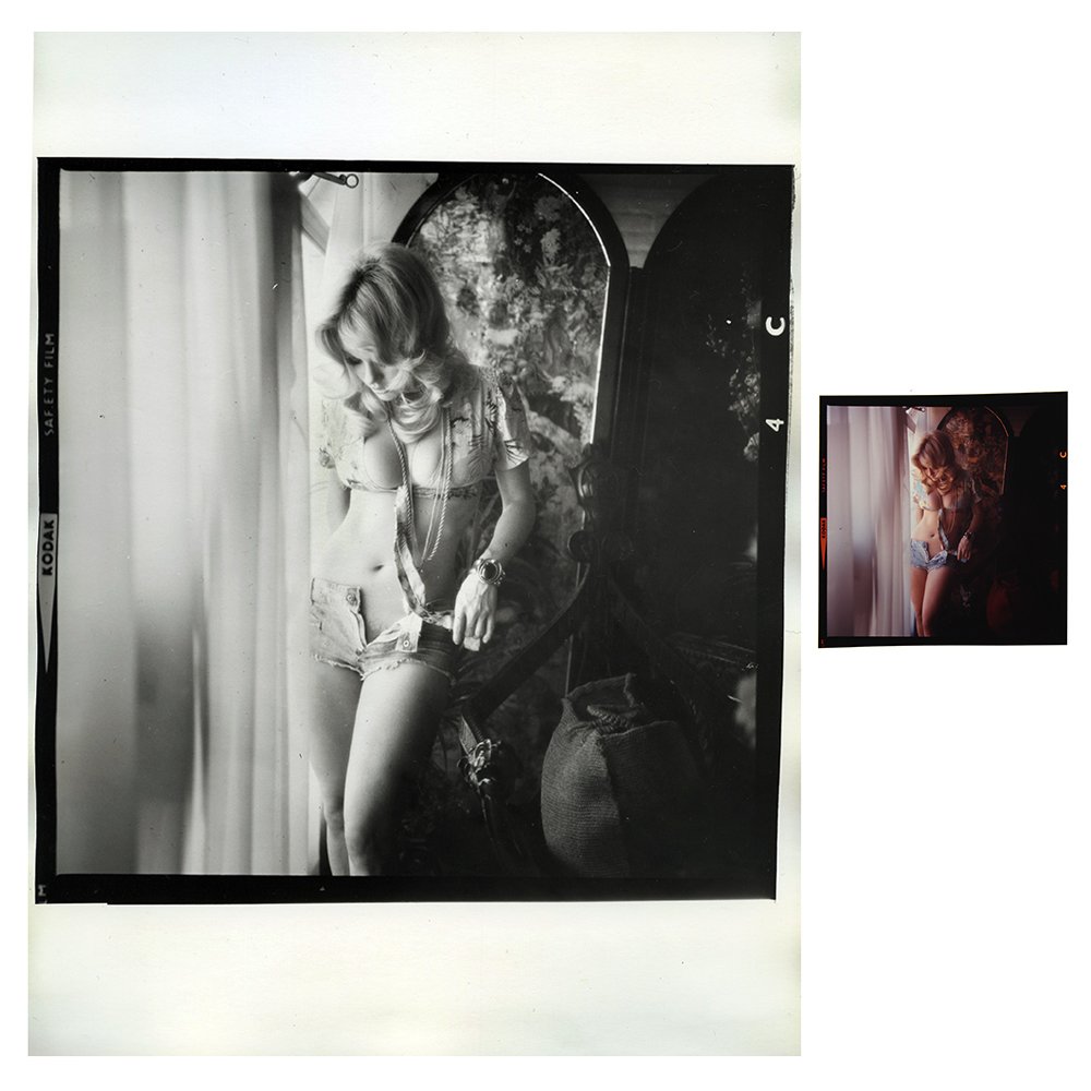 Orig 120mm & 6x8 Print Angela Adams 1972 Guccione: Original 120mm transparency and 6 by 8 inches print of Penthouse model Angela Adams taken by Bob Guccione in 1972.Model: