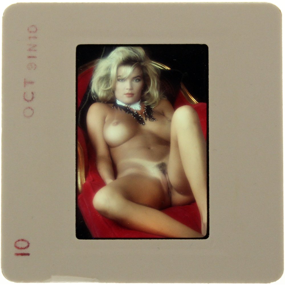Original 35mm Brandy Ledford 1991 by Bob Guccione: Original nude, erotic, 35mm slide features Brandy Ledford taken by Bob Guccione in 1991. Print and/or markings on the slide mount are original.