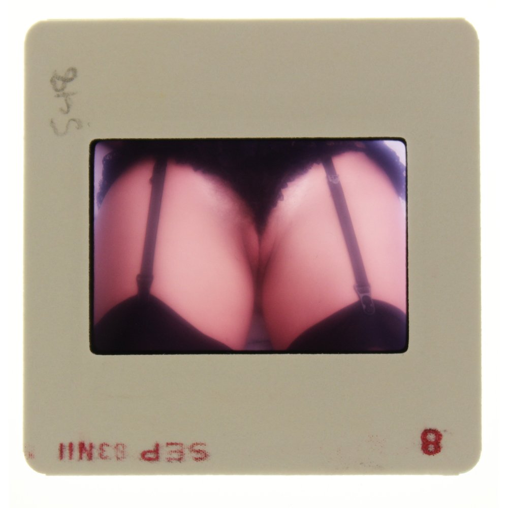 Original 35mm DiVina Celeste 1983 by Bob Guccione: Original nude, erotic, 35mm slide features DiVina Celeste taken by Bob Guccione in 1982. Print and/or markings on the slide mount are original.