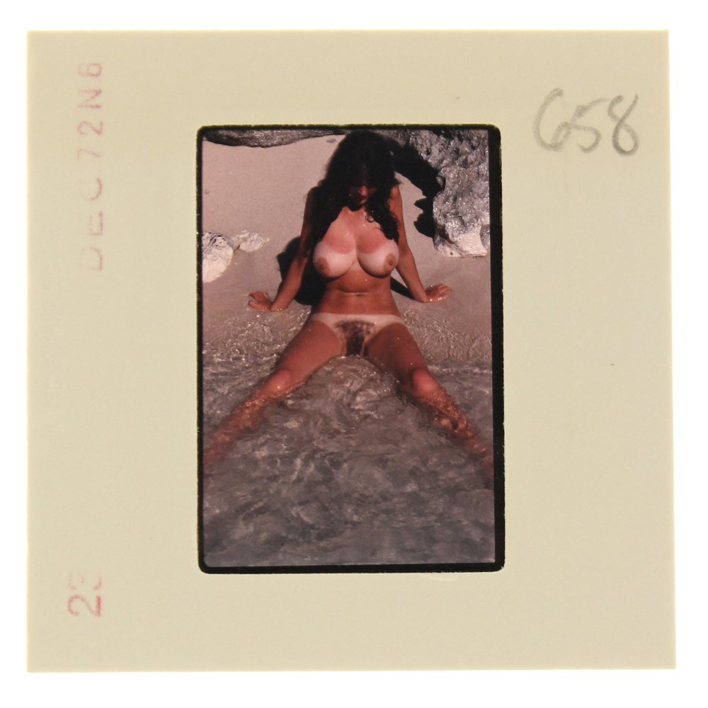 Original 35mm Avril Lund 1972 by Bob Guccione: Original 35mm slide of Avril Lund taken in 1972 by photographer Bob Guccione.Model: Avril Lund was Penthouse magaz