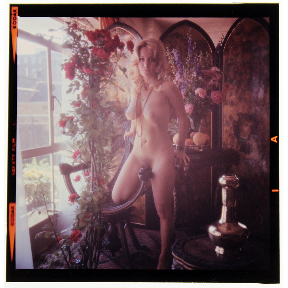 Original 120mm Angela Adams 1972 by Bob Guccione: Original nude, erotic, 120mm transparency features Angela Adams taken by Bob Guccione in 1972. Model: Angela Adams,