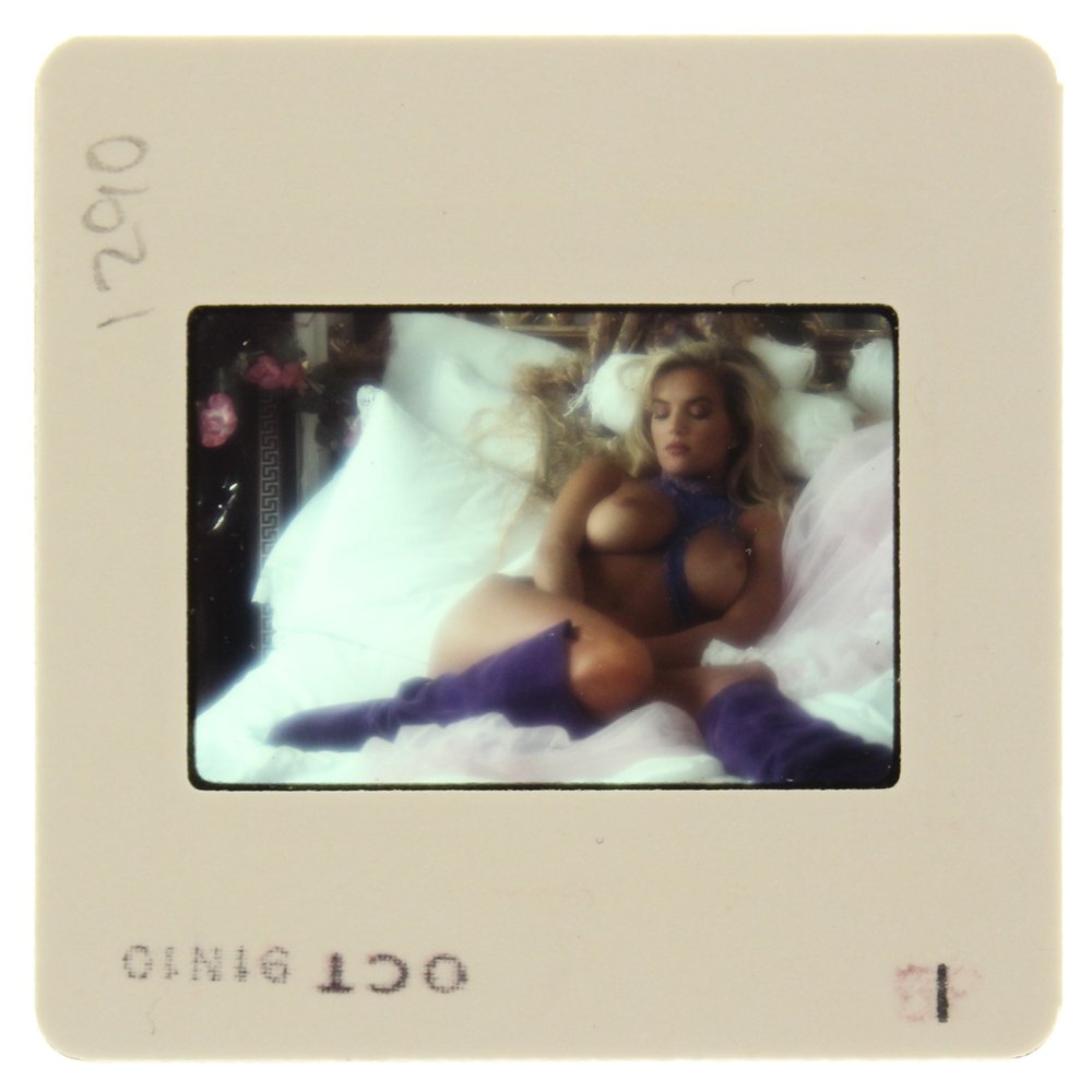 Original 35mm Brandy Ledford 1991 by Bob Guccione: Original nude, erotic, 35mm slide features Brandy Ledford taken by Bob Guccione in 1991. Print and/or markings on the slide mount are original.