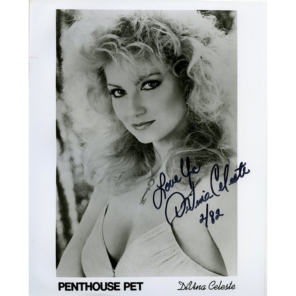 Signed Original B&W DiVina Celeste 8x10 Penthouse: Signed Original DiVina Celeste Black & White Penthouse Pet 8 by 10 glamour headshot.Model: When Penthouse Vice-Chai