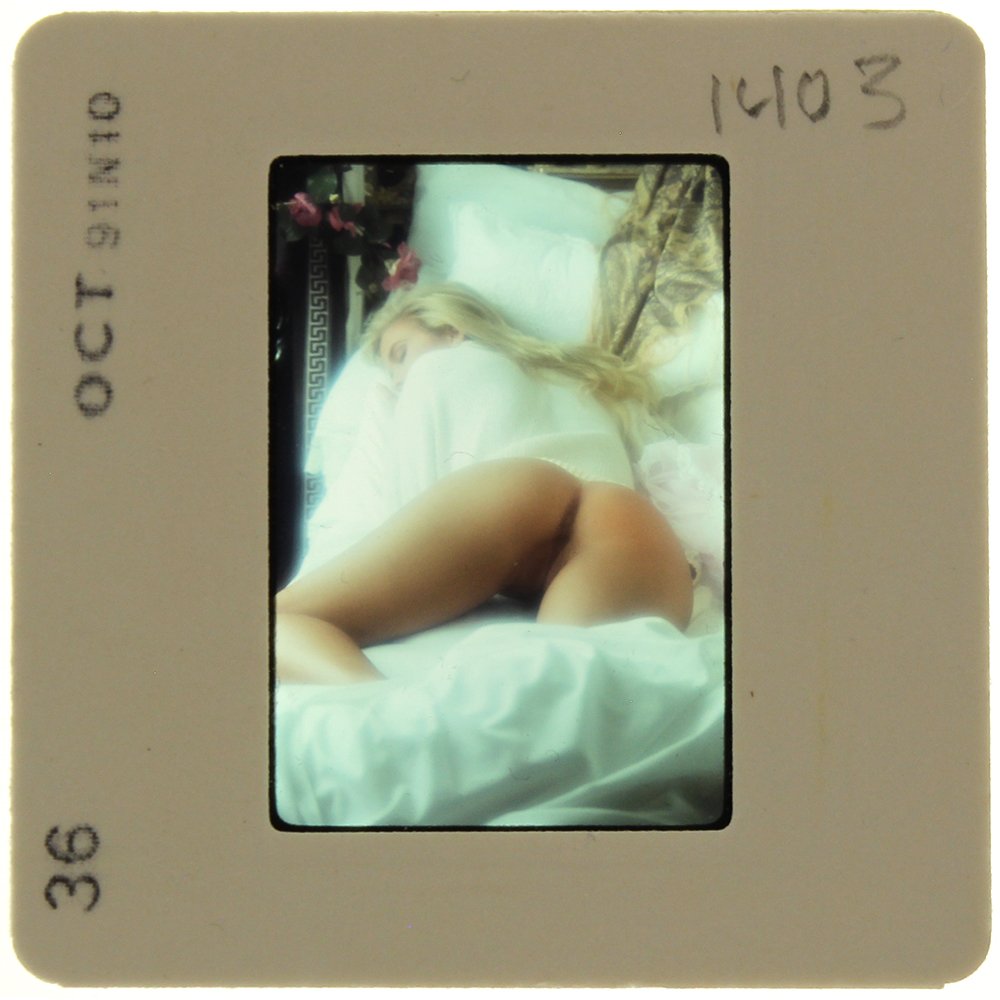 Original 35mm Brandy Ledford 1991 by Bob Guccione: Original nude, erotic, 35mm slide features Brandy Ledford taken by Bob Guccione in 1991. Print and/or markings on the slide mount are original.