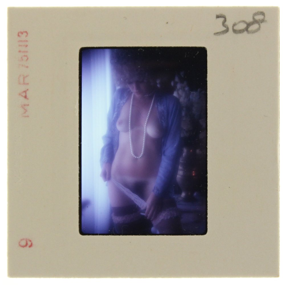 Original 35mm Marguerite Cordier 1975 By Bob Guccione: Original nude, erotic, 35mm slide features Marguerite Cordier taken by Bob Guccione in 1975. Print and/or markings on the slide mount are original.