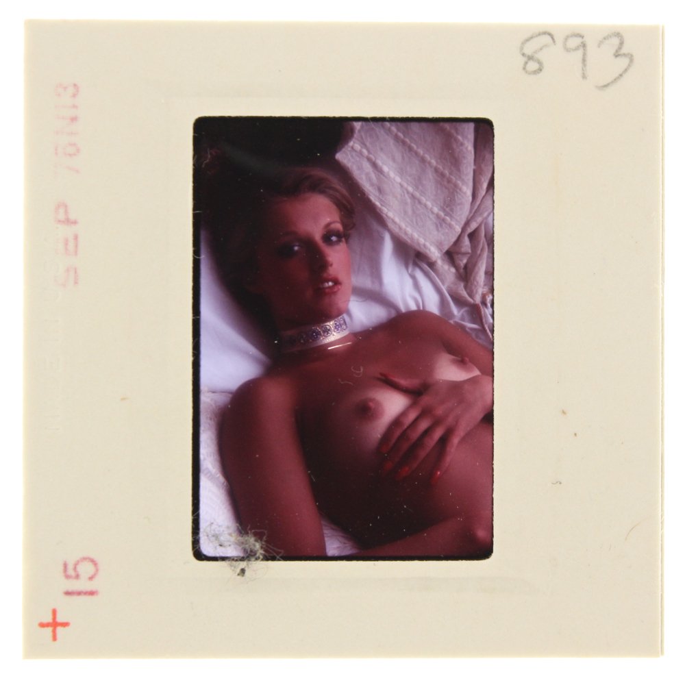 Original 35mm Jane Hargrave 1976 By Bob Guccione: Original nude, erotic, 35mm slide features Jane Hargrave taken by Bob Guccione in 1976. Print and/or markings on the slide mount are original.
