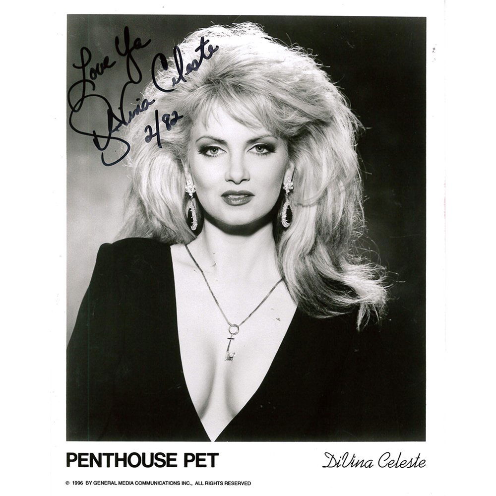 Signed Origl B&W DiVina Celeste 8x10 Penthouse Headshot: Signed Original DiVina Celeste Black & White Penthouse Pet 8 by 10 glamour headshot.Model: When Penthouse Vice-Chai