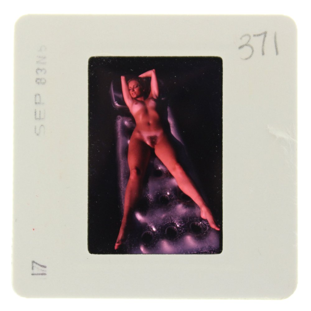Original 35mm DiVina Celeste 1983 by Bob Guccione: Original nude, erotic, 35mm slide features DiVina Celeste taken by Bob Guccione in 1982. Print and/or markings on the slide mount are original.