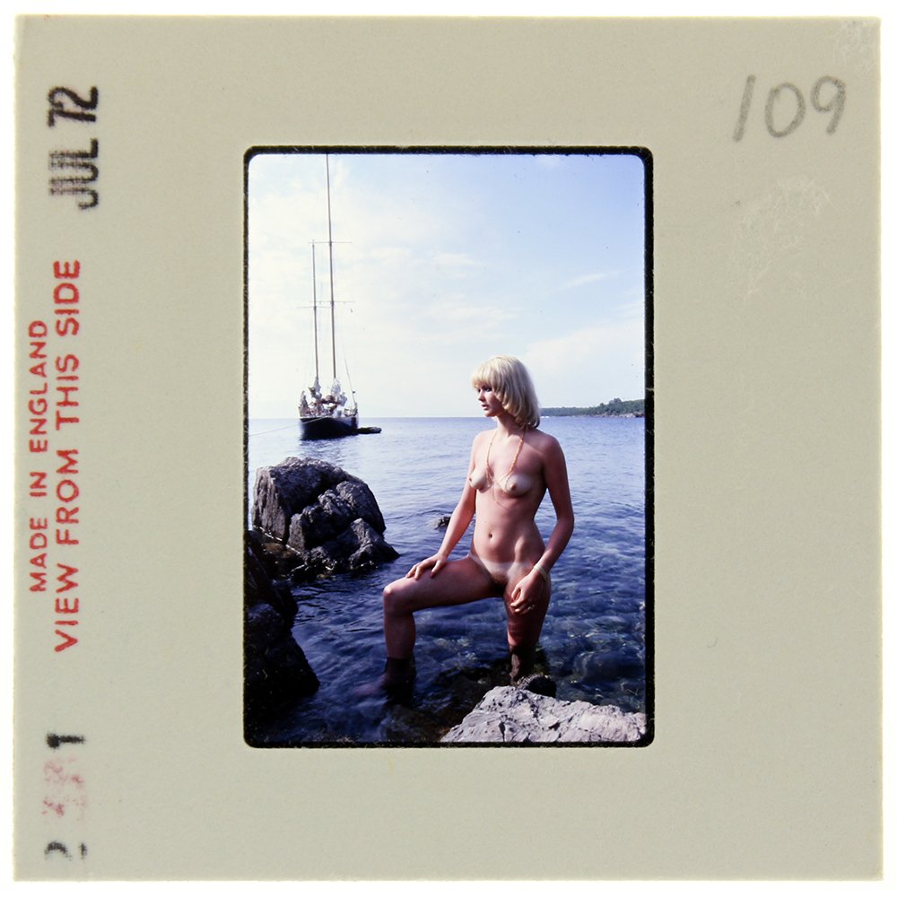 Original 35mm Janet Dunphy 1972 by Guccione: Original 35mm slide of Janet Dunphy taken in July 1972 by photographer Bob Guccione Model: This piano p