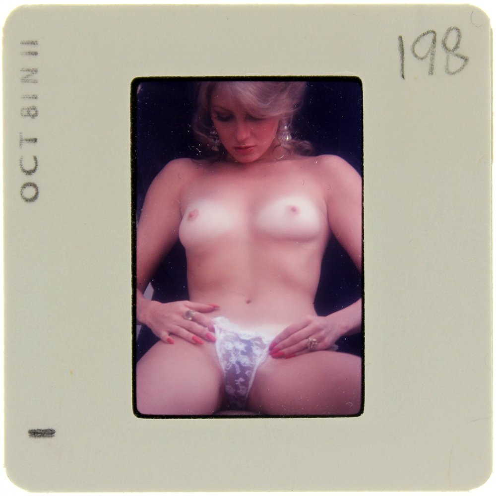 Original 35mm DiVina Celeste 1981 by Bob Guccione: Original nude, erotic, 35mm slide features DiVina Celeste taken by Bob Guccione in 1981. Print and/or markings on the slide mount are original.