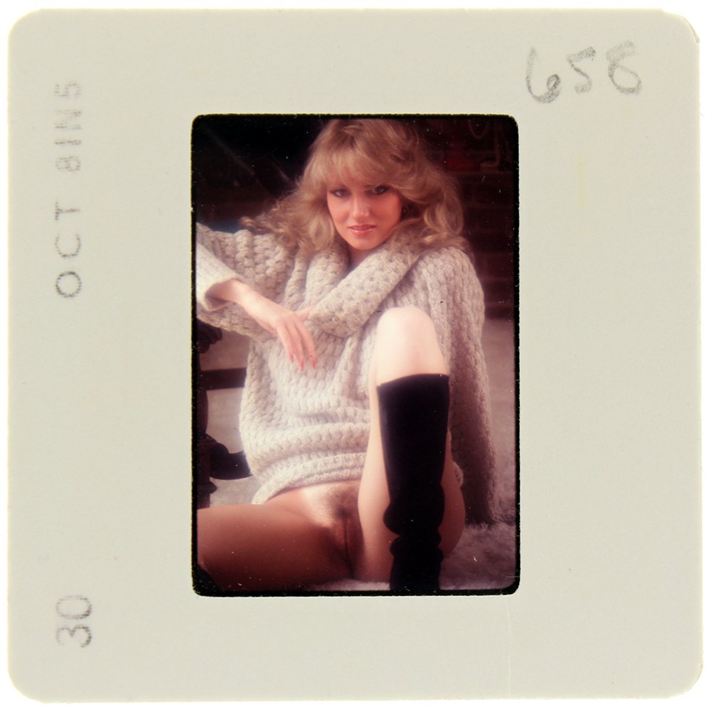 Original 35mm DiVina Celeste 1981 by Bob Guccione: Original nude, erotic, 35mm slide features DiVina Celeste taken by Bob Guccione in 1981. Print and/or markings on the slide mount are original.