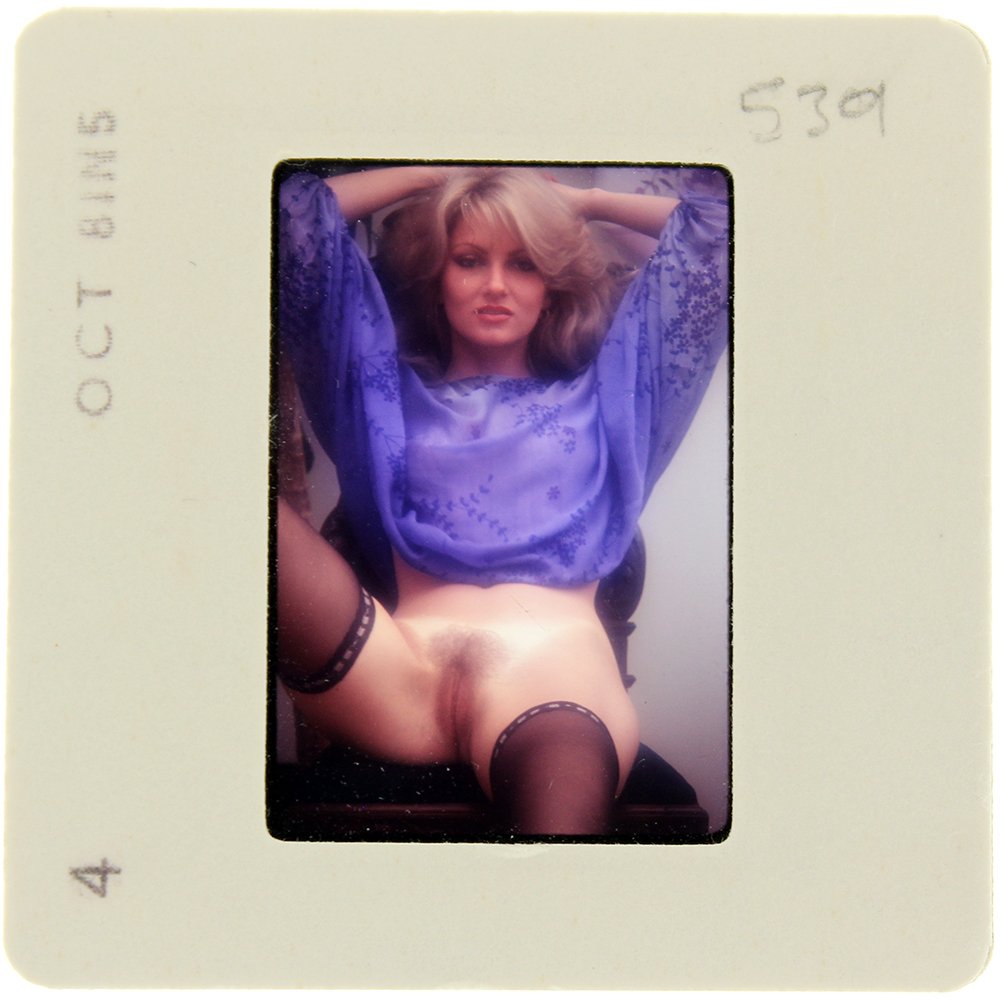 Original 35mm DiVina Celeste 1981 by Bob Guccione: Original nude, erotic, 35mm slide features DiVina Celeste taken by Bob Guccione in 1981. Print and/or markings on the slide mount are original.