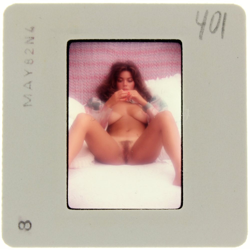 Original 35mm Carmen Pope 1982 By Bob Guccione: Original nude, erotic, 35mm slide features Carmen Pope taken by Bob Guccione in 1982. Print and/or markings on the slide mount are original.