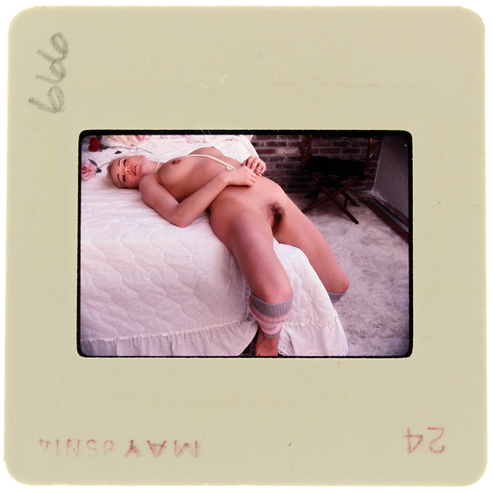 Janice Martin 1985 35mm By Bob Guccione: Original 35mm slide features Janice Martin taken by Bob Guccione in 1985. Print and/or markings on the slide mount are original. M