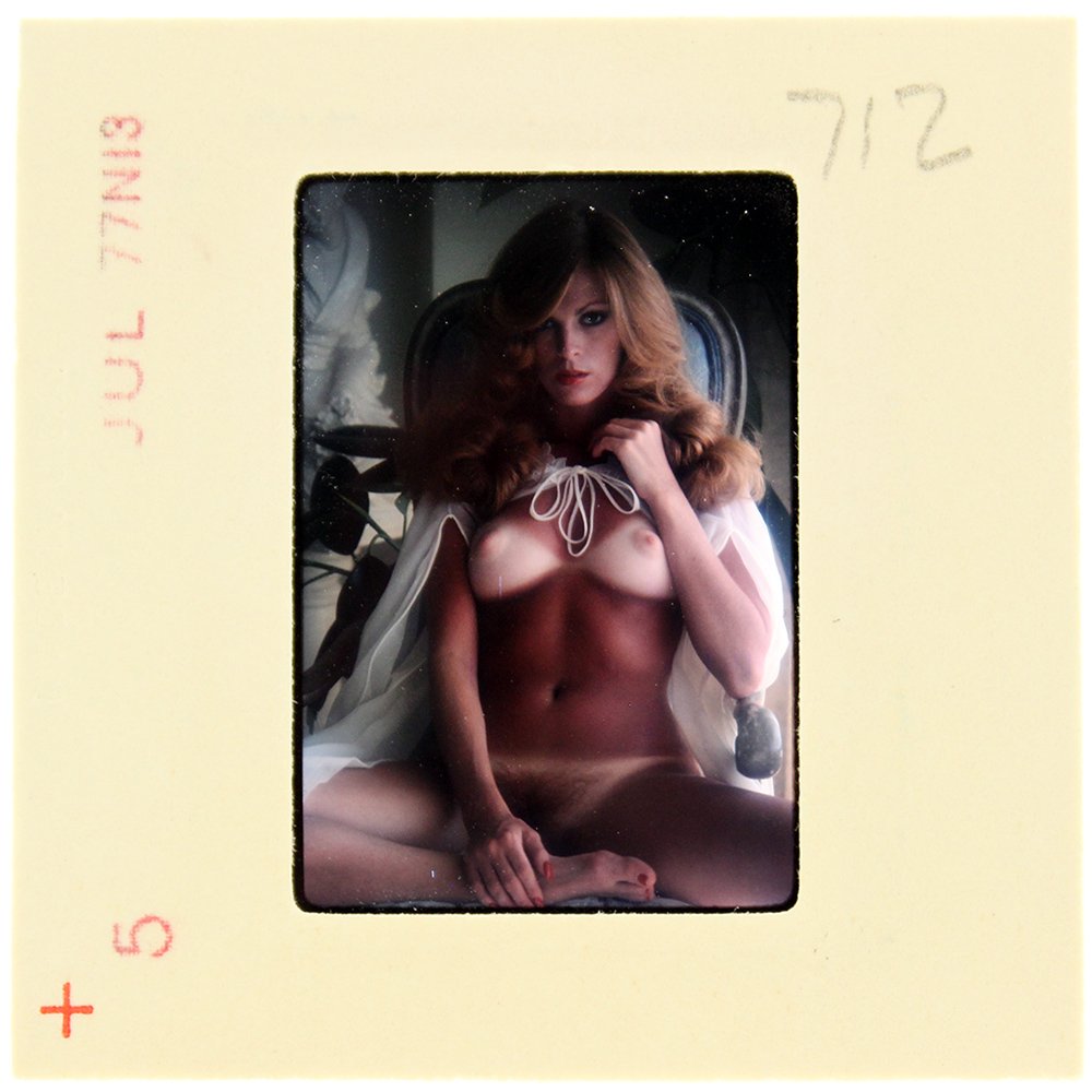 Victoria Johnson 1977 35mm By Bob Guccione: Original 35mm slide features Victoria Johnson taken in June 1977 by photographer Bob Guccione. Model: Victoria Lyn