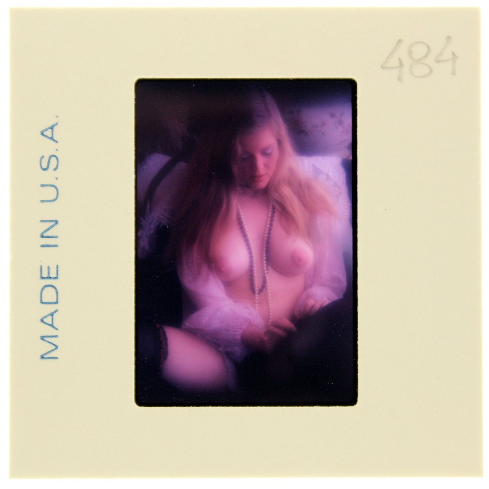 Wendy Blodgett 1975 35mm By Bob Guccione: Original 35mm slide features Wendy Blodgett taken by Bob Guccione in 1975. Print and/or markings on the slide mount are original.