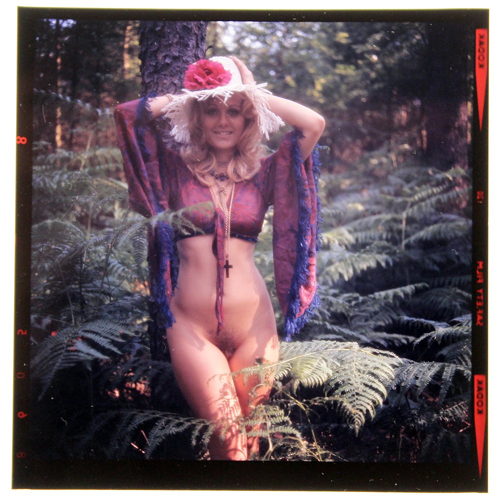 Angela Adams 1972 120mm By Bob Guccione: Original nude, erotic, encased 120mm transparency features Angela Adams taken by Bob Guccione in 1972. Model: Angel