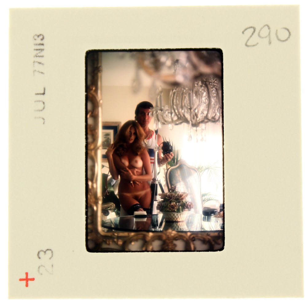 Victoria Johnson 1977 35mm By Bob Guccione: Original 35mm slide features Victoria Johnson taken in June 1977 by photographer Bob Guccione. Model: