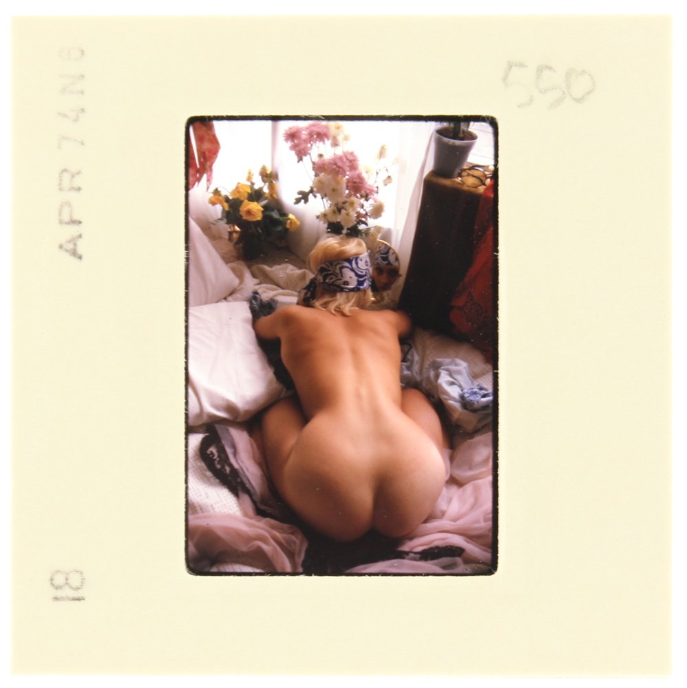 Janice Kane 1974 35mm By Bob Guccione: Original 35mm slide features Janice Kane taken by Bob Guccione in 1974. Print and/or markings on the slide mount are original. Mod