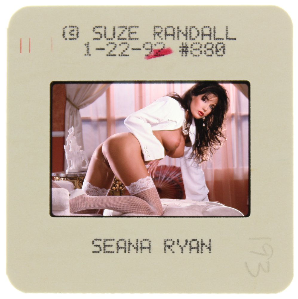 Seana Ryan 1992 35mm By Suze Randall: Original 35mm slide features Seana Ryan taken by Suze Randall in 1992. Print and/or markings on the slide mount are original. Mode