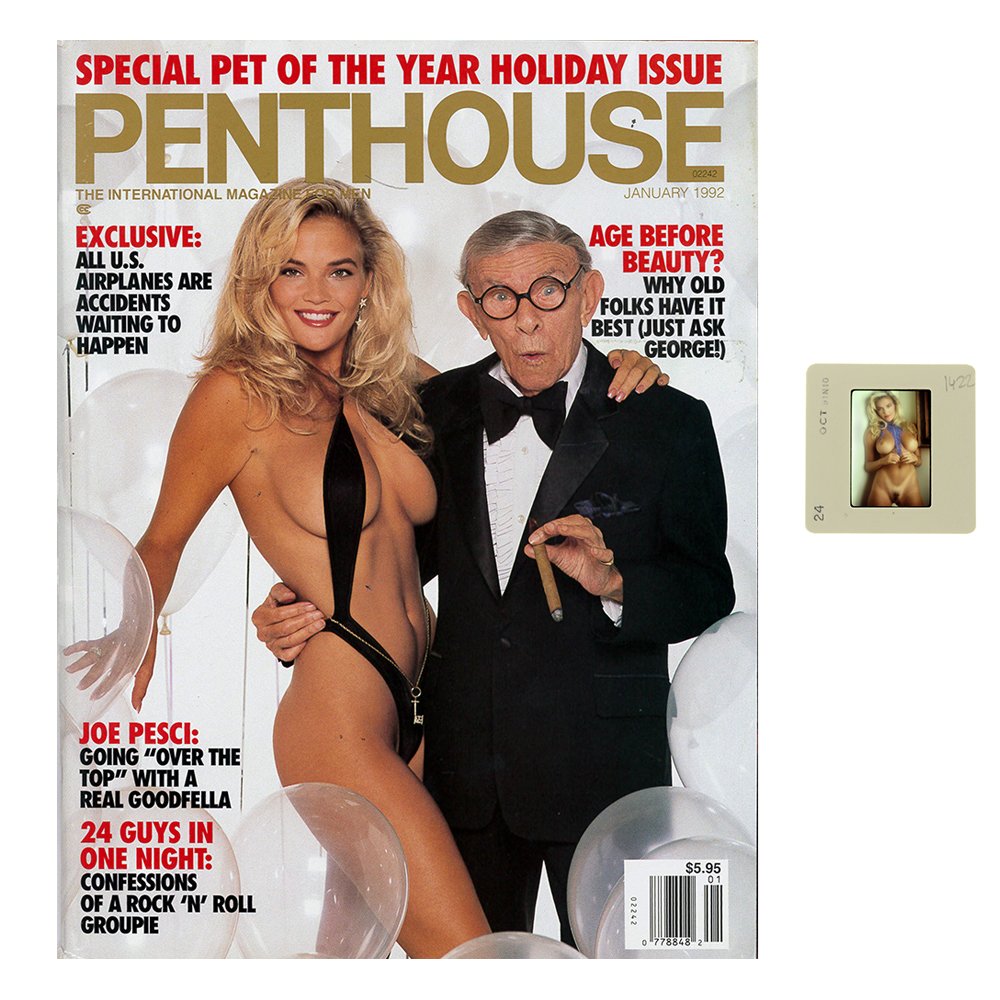 Brandy Ledford 35mm By Bob Guccione & Jan 1992 Mag: Original 35mm slide features Brandy Ledford taken by Bob Guccione in 1991. Lot comes with January 1992 Penthouse Magazine, which features Brandy Ledford on the cover and as Pet of the Year. Included s