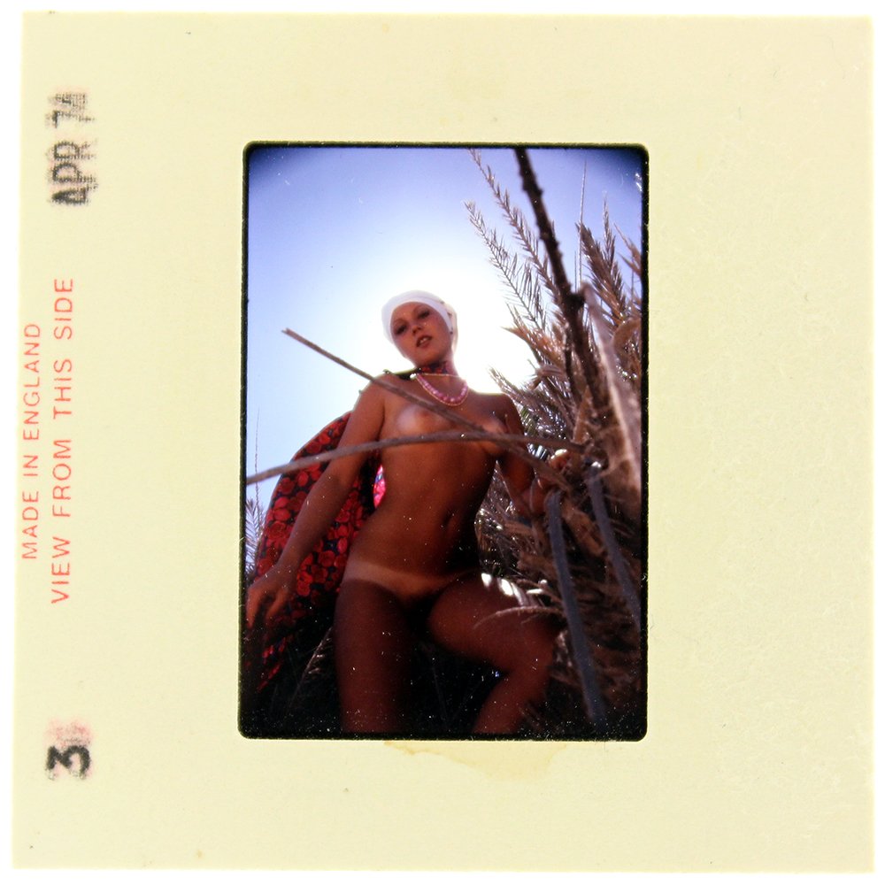 Janice Kane 1974 35mm By Bob Guccione: Original 35mm slide features Janice Kane taken by Bob Guccione in 1974. Model: At twenty-one, Janice finds that her
