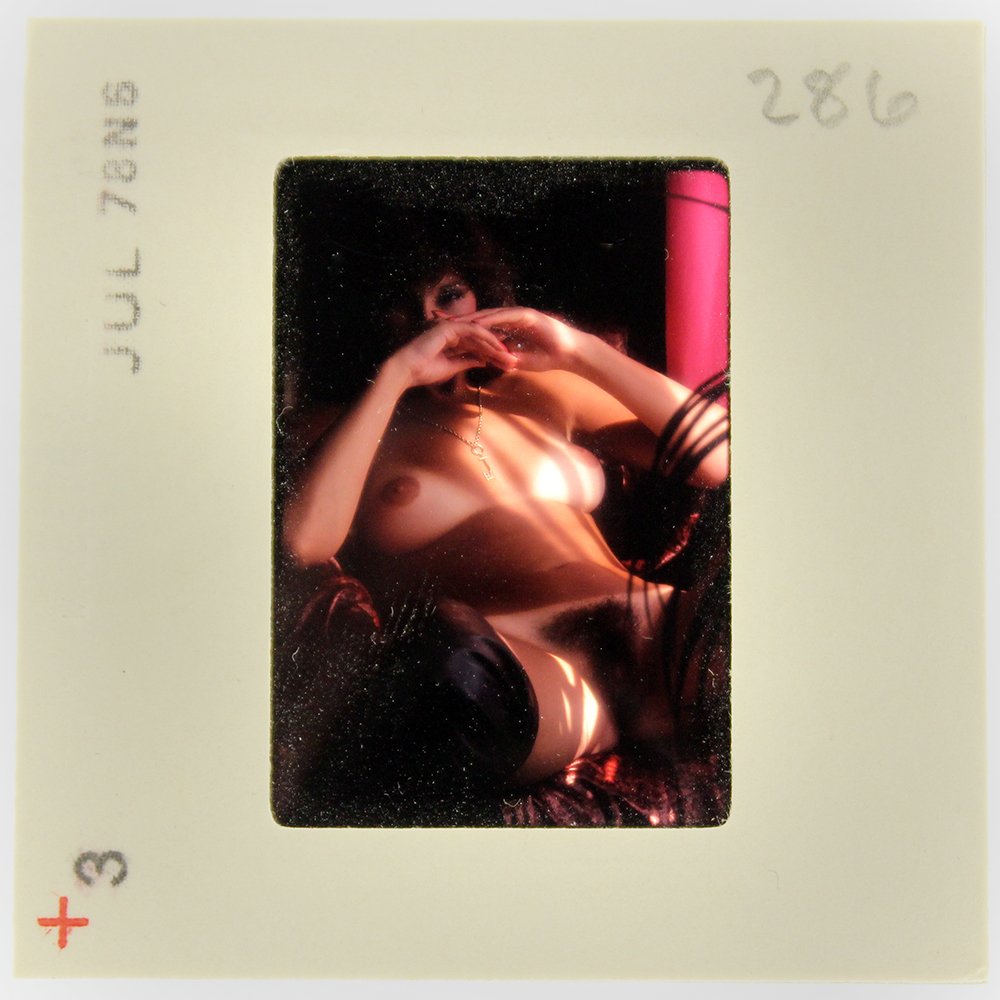 Dominique Maure 1978 35mm By Bob Guccione: Original 35mm slide features Dominique Maure taken by Bob Guccione in 1978.Model: "It's the most natural thing in H