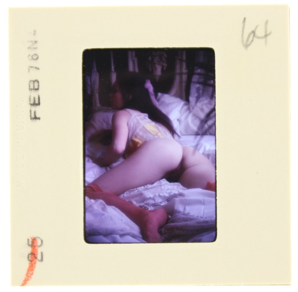 Anna Grimwood 1976 35mm By Bob Guccione: Original 35mm slide features Anna Grimwood taken by Bob Guccione in 1976. Print and/or markings on the slide mount are original. M