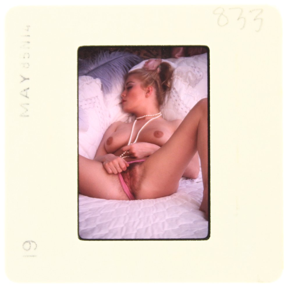 Janice Martin 1985 35mm By Bob Guccione: Original 35mm slide features Janice Martin taken by Bob Guccione in 1985. Print and/or markings on the slide mount are original. M