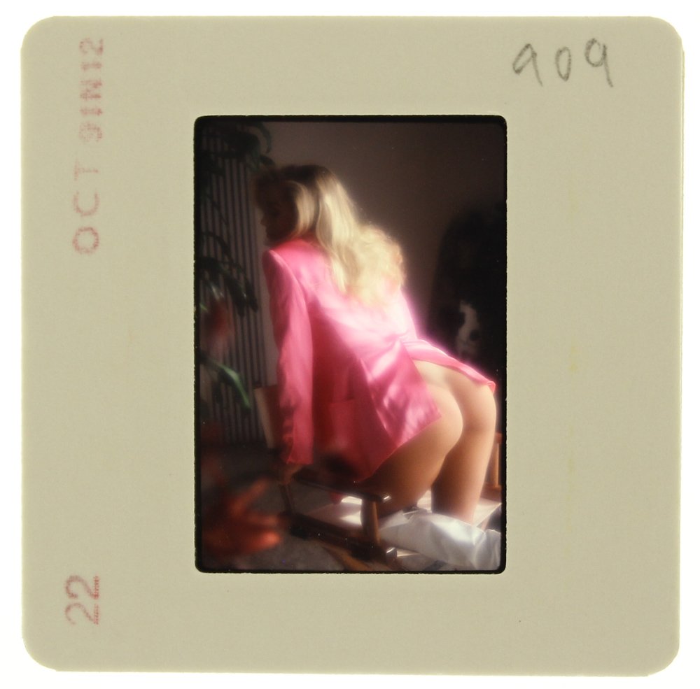 Brandy Ledford 1992 35mm By Bob Guccione: Original 35mm slide features Brandy Ledford taken by Bob Guccione in 1992. Print and/or markings on the slide mount are original.