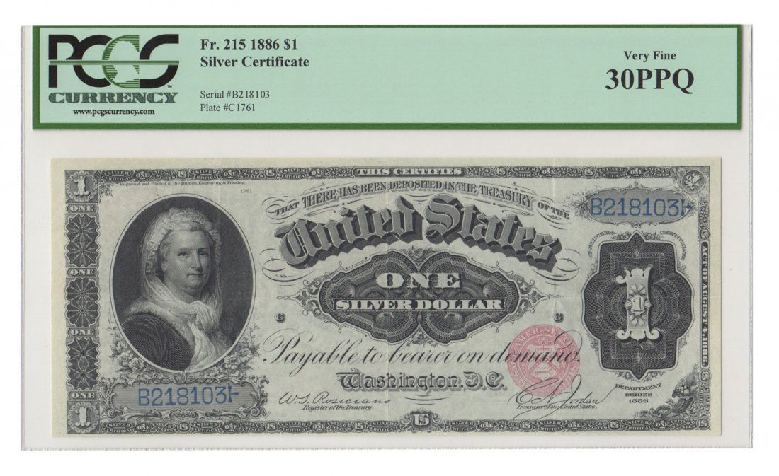 Fr. 215 - 1886 $1 Silver Certificate (1 of 2)