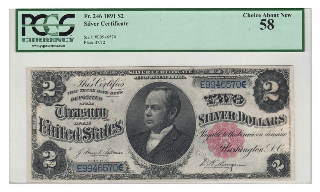 Fr. 246 - 1891 $2 Silver Certificate (1 of 2)