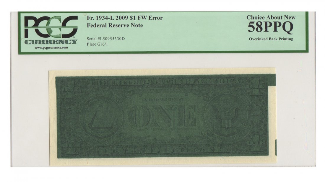 Fr. 1934-L - 2009 $1 FRN Overinked Error (1 of 2)