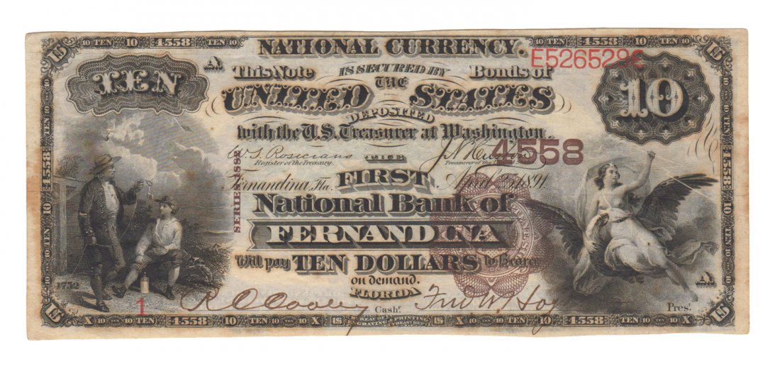 Fernandina, FL - Ch. 4558 - 1882 $10 Brown Back Serial (1 of 2)