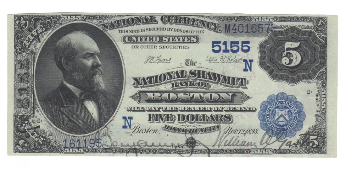 Boston, MA - Ch. 5155 - 1882 $5 Date Back (1 of 2)