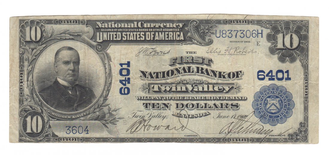 Twin Valley, MN - Ch. 6401 - 1902 $10 Blue Seal (1 of 2)