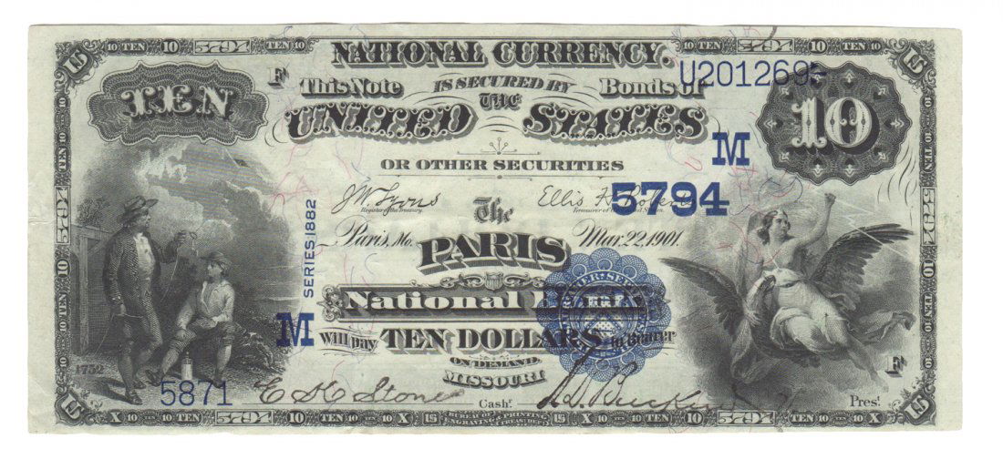 Paris, MO - Ch. 5794 - 1882 $10 Value Back (1 of 2)