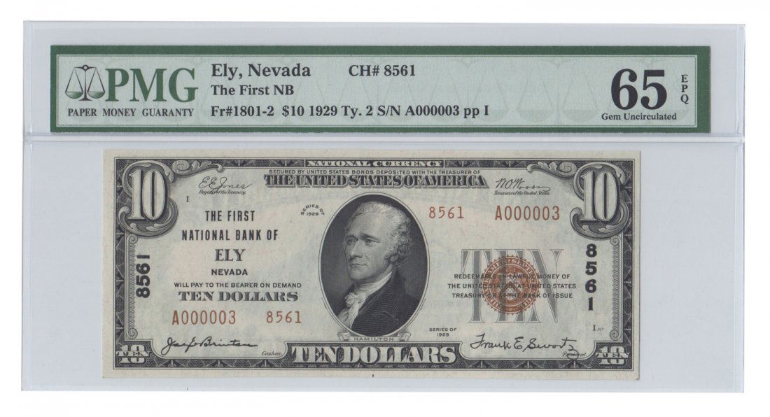Ely, NV - Ch. 8561 - 1929 $10 Type2 (1 of 2)