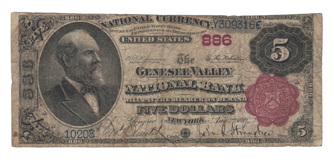 Geneseo, NY - Ch. 886 - 1882 $5 Brown Back (1 of 2)
